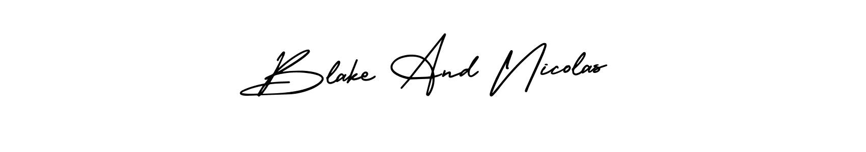 Design your own signature with our free online signature maker. With this signature software, you can create a handwritten (AmerikaSignatureDemo-Regular) signature for name Blake And Nicolas. Blake And Nicolas signature style 3 images and pictures png