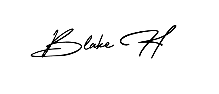 The best way (AmerikaSignatureDemo-Regular) to make a short signature is to pick only two or three words in your name. The name Blake H include a total of six letters. For converting this name. Blake H signature style 3 images and pictures png