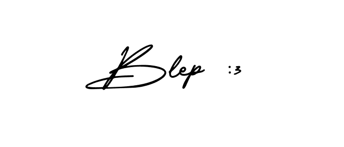 Use a signature maker to create a handwritten signature online. With this signature software, you can design (AmerikaSignatureDemo-Regular) your own signature for name Blep :3. Blep :3 signature style 3 images and pictures png