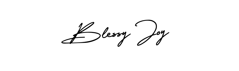 How to make Blessy Joy name signature. Use AmerikaSignatureDemo-Regular style for creating short signs online. This is the latest handwritten sign. Blessy Joy signature style 3 images and pictures png