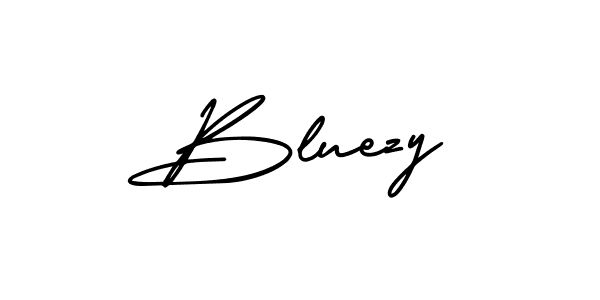 You should practise on your own different ways (AmerikaSignatureDemo-Regular) to write your name (Bluezy) in signature. don't let someone else do it for you. Bluezy signature style 3 images and pictures png