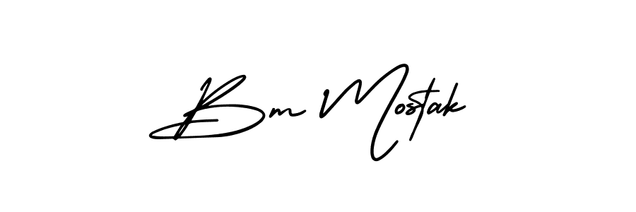 The best way (AmerikaSignatureDemo-Regular) to make a short signature is to pick only two or three words in your name. The name Bm Mostak include a total of six letters. For converting this name. Bm Mostak signature style 3 images and pictures png