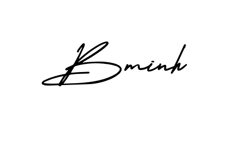 Use a signature maker to create a handwritten signature online. With this signature software, you can design (AmerikaSignatureDemo-Regular) your own signature for name Bminh. Bminh signature style 3 images and pictures png