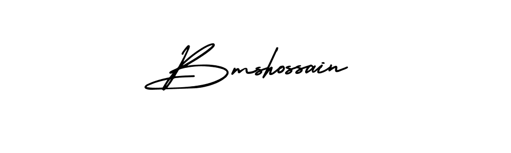 The best way (AmerikaSignatureDemo-Regular) to make a short signature is to pick only two or three words in your name. The name Bmshossain include a total of six letters. For converting this name. Bmshossain signature style 3 images and pictures png