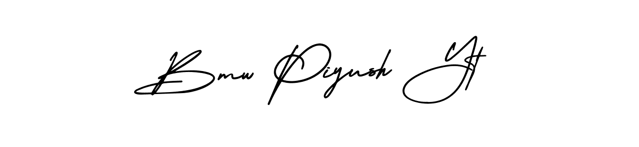 This is the best signature style for the Bmw Piyush Yt name. Also you like these signature font (AmerikaSignatureDemo-Regular). Mix name signature. Bmw Piyush Yt signature style 3 images and pictures png
