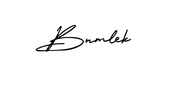 The best way (AmerikaSignatureDemo-Regular) to make a short signature is to pick only two or three words in your name. The name Bnmlek include a total of six letters. For converting this name. Bnmlek signature style 3 images and pictures png