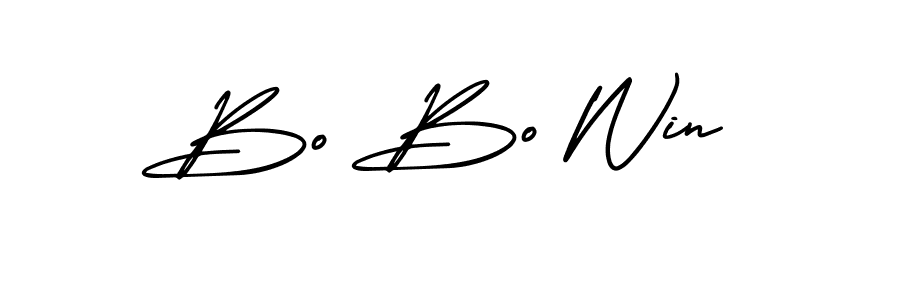 The best way (AmerikaSignatureDemo-Regular) to make a short signature is to pick only two or three words in your name. The name Bo Bo Win include a total of six letters. For converting this name. Bo Bo Win signature style 3 images and pictures png