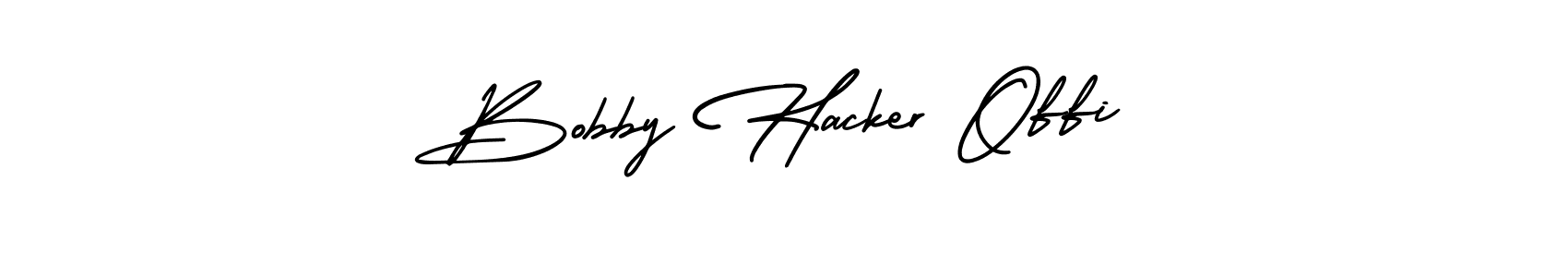 You should practise on your own different ways (AmerikaSignatureDemo-Regular) to write your name (Bobby Hacker Offi) in signature. don't let someone else do it for you. Bobby Hacker Offi signature style 3 images and pictures png