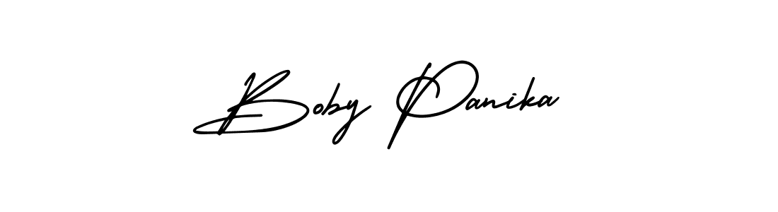 This is the best signature style for the Boby Panika name. Also you like these signature font (AmerikaSignatureDemo-Regular). Mix name signature. Boby Panika signature style 3 images and pictures png