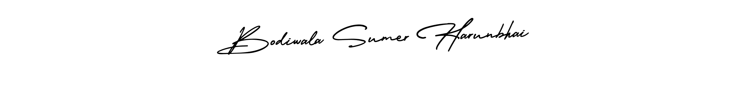 Make a beautiful signature design for name Bodiwala Sumer Harunbhai. With this signature (AmerikaSignatureDemo-Regular) style, you can create a handwritten signature for free. Bodiwala Sumer Harunbhai signature style 3 images and pictures png