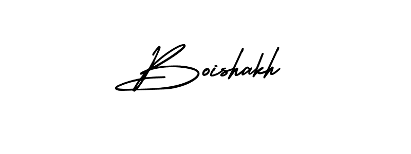 You should practise on your own different ways (AmerikaSignatureDemo-Regular) to write your name (Boishakh) in signature. don't let someone else do it for you. Boishakh signature style 3 images and pictures png