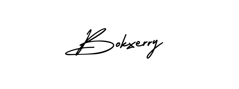 The best way (AmerikaSignatureDemo-Regular) to make a short signature is to pick only two or three words in your name. The name Bokxerry include a total of six letters. For converting this name. Bokxerry signature style 3 images and pictures png