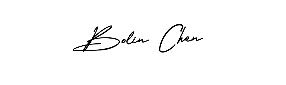 The best way (AmerikaSignatureDemo-Regular) to make a short signature is to pick only two or three words in your name. The name Bolin Chen include a total of six letters. For converting this name. Bolin Chen signature style 3 images and pictures png