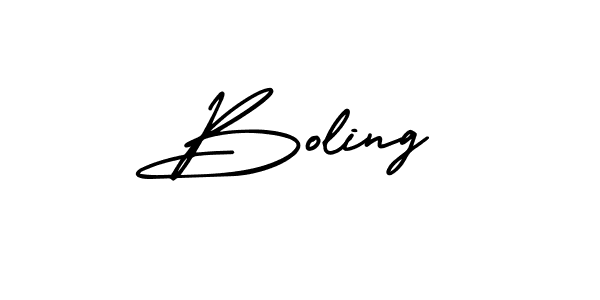 The best way (AmerikaSignatureDemo-Regular) to make a short signature is to pick only two or three words in your name. The name Boling include a total of six letters. For converting this name. Boling signature style 3 images and pictures png