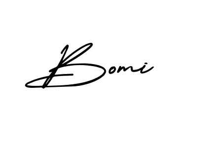 How to make Bomi name signature. Use AmerikaSignatureDemo-Regular style for creating short signs online. This is the latest handwritten sign. Bomi signature style 3 images and pictures png