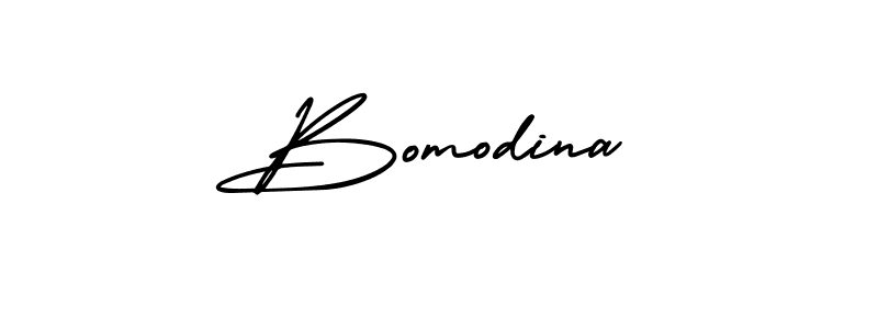 The best way (AmerikaSignatureDemo-Regular) to make a short signature is to pick only two or three words in your name. The name Bomodina include a total of six letters. For converting this name. Bomodina signature style 3 images and pictures png