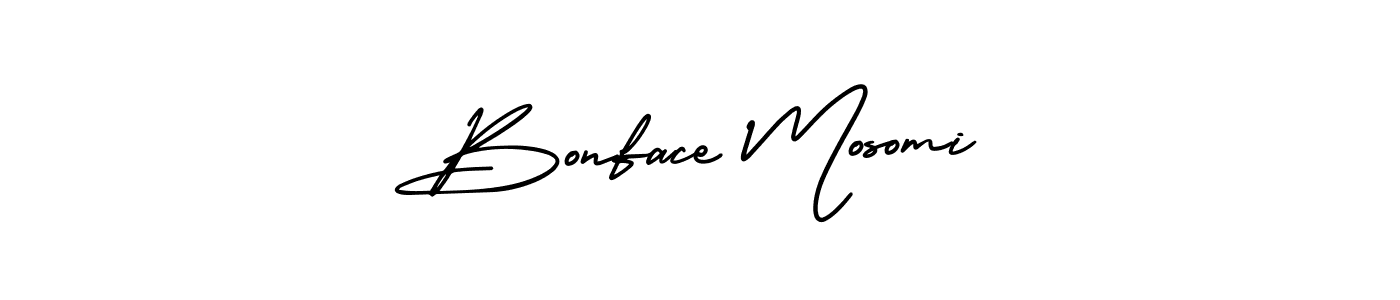 The best way (AmerikaSignatureDemo-Regular) to make a short signature is to pick only two or three words in your name. The name Bonface Mosomi include a total of six letters. For converting this name. Bonface Mosomi signature style 3 images and pictures png