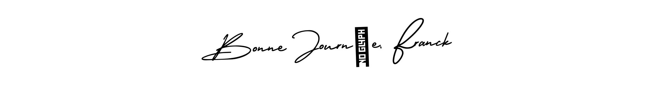 AmerikaSignatureDemo-Regular is a professional signature style that is perfect for those who want to add a touch of class to their signature. It is also a great choice for those who want to make their signature more unique. Get Bonne Journée, Franck name to fancy signature for free. Bonne Journée, Franck signature style 3 images and pictures png