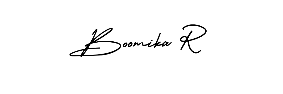 Boomika R stylish signature style. Best Handwritten Sign (AmerikaSignatureDemo-Regular) for my name. Handwritten Signature Collection Ideas for my name Boomika R. Boomika R signature style 3 images and pictures png