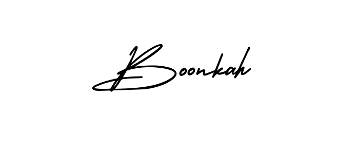 Use a signature maker to create a handwritten signature online. With this signature software, you can design (AmerikaSignatureDemo-Regular) your own signature for name Boonkah. Boonkah signature style 3 images and pictures png