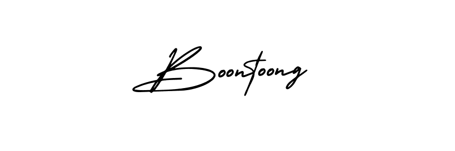 You should practise on your own different ways (AmerikaSignatureDemo-Regular) to write your name (Boontoong) in signature. don't let someone else do it for you. Boontoong signature style 3 images and pictures png