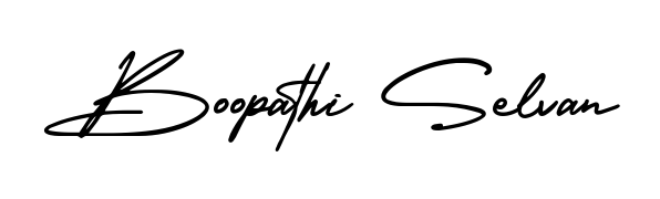 Elevate your brand with a stunning Boopathi Selvan eSignature. The AmerikaSignatureDemo-Regular style provides a balanced, flowing aesthetic for everyday signing. Boopathi Selvan signature style 3 images and pictures png