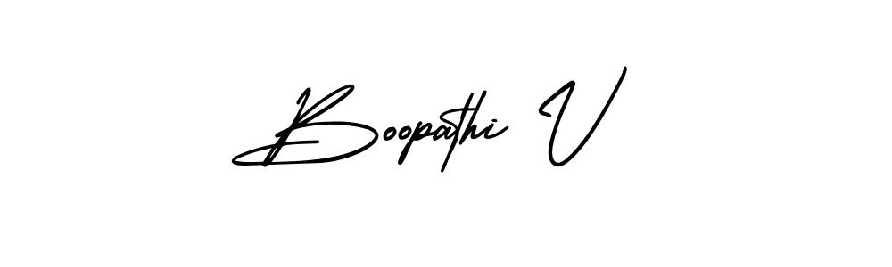 Use a signature maker to create a handwritten signature online. With this signature software, you can design (AmerikaSignatureDemo-Regular) your own signature for name Boopathi V. Boopathi V signature style 3 images and pictures png