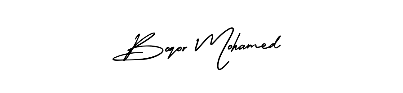 It looks lik you need a new signature style for name Boqor Mohamed. Design unique handwritten (AmerikaSignatureDemo-Regular) signature with our free signature maker in just a few clicks. Boqor Mohamed signature style 3 images and pictures png