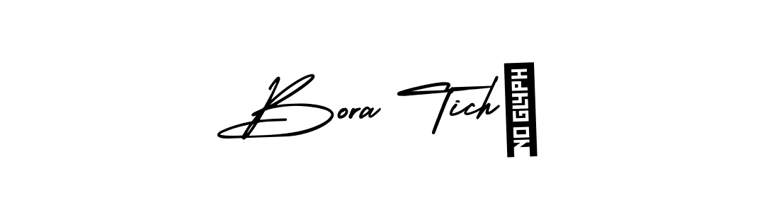 You should practise on your own different ways (AmerikaSignatureDemo-Regular) to write your name (Bora Tichá) in signature. don't let someone else do it for you. Bora Tichá signature style 3 images and pictures png