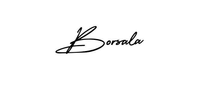 The best way (AmerikaSignatureDemo-Regular) to make a short signature is to pick only two or three words in your name. The name Borsala include a total of six letters. For converting this name. Borsala signature style 3 images and pictures png