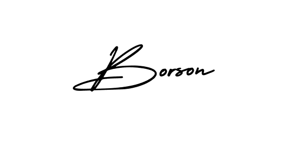 The best way (AmerikaSignatureDemo-Regular) to make a short signature is to pick only two or three words in your name. The name Borson include a total of six letters. For converting this name. Borson signature style 3 images and pictures png