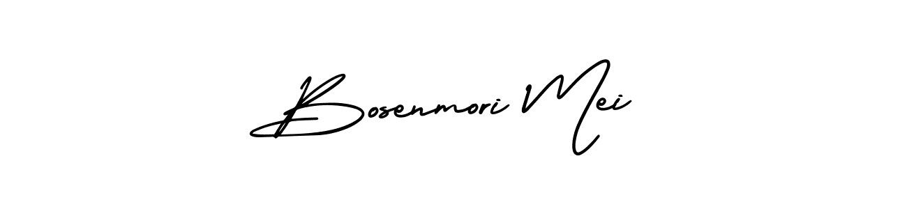 You should practise on your own different ways (AmerikaSignatureDemo-Regular) to write your name (Bosenmori Mei) in signature. don't let someone else do it for you. Bosenmori Mei signature style 3 images and pictures png