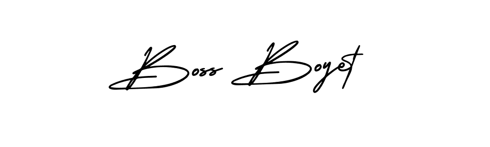 You should practise on your own different ways (AmerikaSignatureDemo-Regular) to write your name (Boss Boyet) in signature. don't let someone else do it for you. Boss Boyet signature style 3 images and pictures png