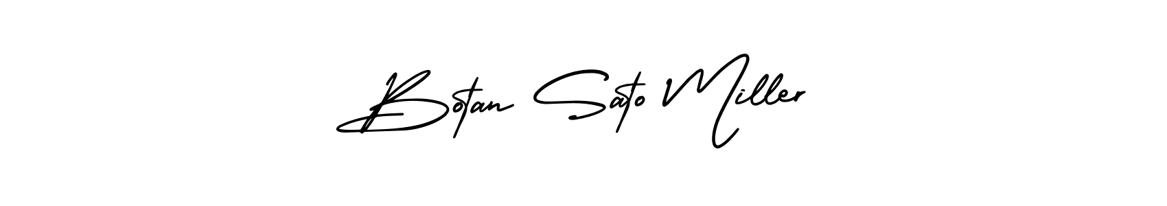 You should practise on your own different ways (AmerikaSignatureDemo-Regular) to write your name (Botan Sato Miller) in signature. don't let someone else do it for you. Botan Sato Miller signature style 3 images and pictures png