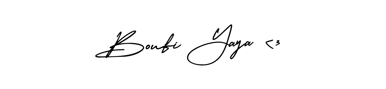 How to make Boufi Yaya <3 name signature. Use AmerikaSignatureDemo-Regular style for creating short signs online. This is the latest handwritten sign. Boufi Yaya <3 signature style 3 images and pictures png