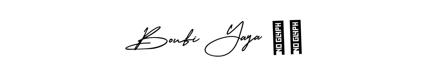 You should practise on your own different ways (AmerikaSignatureDemo-Regular) to write your name (Boufi Yaya ❤️) in signature. don't let someone else do it for you. Boufi Yaya ❤️ signature style 3 images and pictures png