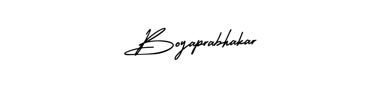 You should practise on your own different ways (AmerikaSignatureDemo-Regular) to write your name (Boyaprabhakar) in signature. don't let someone else do it for you. Boyaprabhakar signature style 3 images and pictures png