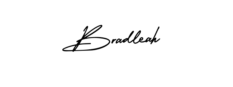 You should practise on your own different ways (AmerikaSignatureDemo-Regular) to write your name (Bradleah) in signature. don't let someone else do it for you. Bradleah signature style 3 images and pictures png