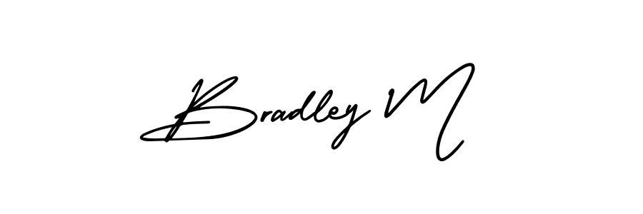 The best way (AmerikaSignatureDemo-Regular) to make a short signature is to pick only two or three words in your name. The name Bradley M include a total of six letters. For converting this name. Bradley M signature style 3 images and pictures png