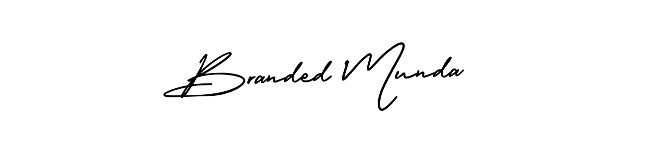 The best way (AmerikaSignatureDemo-Regular) to make a short signature is to pick only two or three words in your name. The name Branded Munda include a total of six letters. For converting this name. Branded Munda signature style 3 images and pictures png
