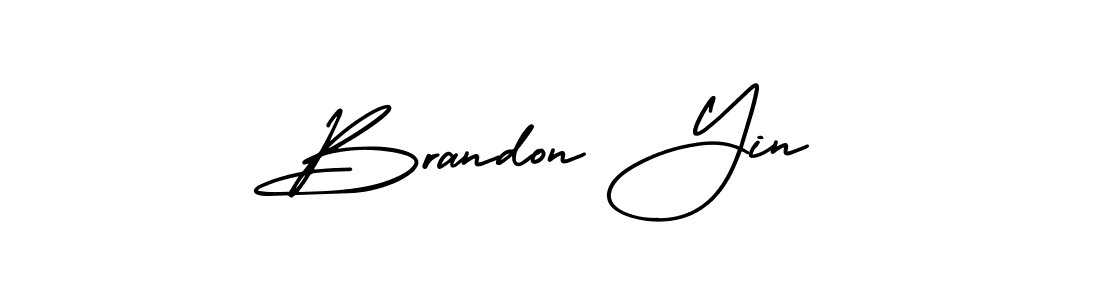 You should practise on your own different ways (AmerikaSignatureDemo-Regular) to write your name (Brandon Yin) in signature. don't let someone else do it for you. Brandon Yin signature style 3 images and pictures png