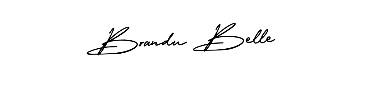 The best way (AmerikaSignatureDemo-Regular) to make a short signature is to pick only two or three words in your name. The name Brandu Belle include a total of six letters. For converting this name. Brandu Belle signature style 3 images and pictures png