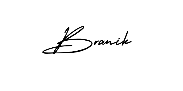 The best way (AmerikaSignatureDemo-Regular) to make a short signature is to pick only two or three words in your name. The name Branik include a total of six letters. For converting this name. Branik signature style 3 images and pictures png
