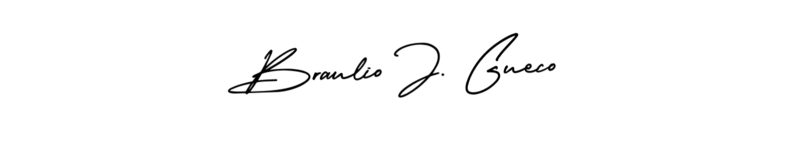 Make a beautiful signature design for name Braulio J. Gueco. With this signature (AmerikaSignatureDemo-Regular) style, you can create a handwritten signature for free. Braulio J. Gueco signature style 3 images and pictures png