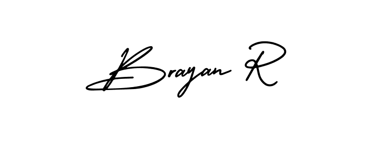 This is the best signature style for the Brayan R name. Also you like these signature font (AmerikaSignatureDemo-Regular). Mix name signature. Brayan R signature style 3 images and pictures png