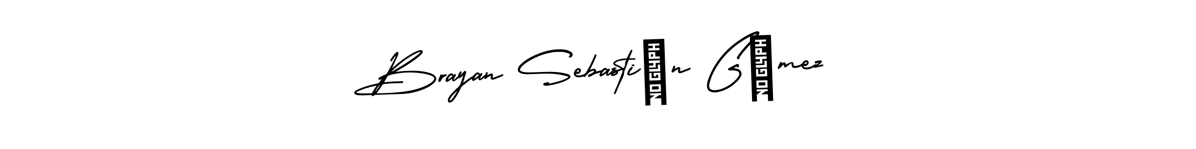 This is the best signature style for the Brayan Sebastián Gómez name. Also you like these signature font (AmerikaSignatureDemo-Regular). Mix name signature. Brayan Sebastián Gómez signature style 3 images and pictures png