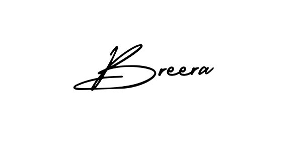 How to make Breera name signature. Use AmerikaSignatureDemo-Regular style for creating short signs online. This is the latest handwritten sign. Breera signature style 3 images and pictures png