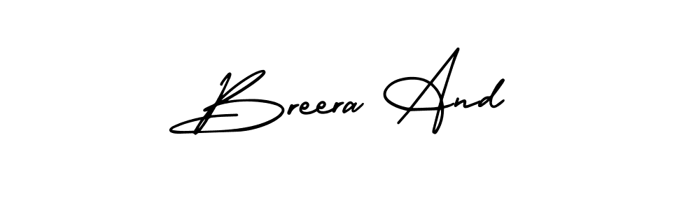 if you are searching for the best signature style for your name Breera And. so please give up your signature search. here we have designed multiple signature styles  using AmerikaSignatureDemo-Regular. Breera And signature style 3 images and pictures png