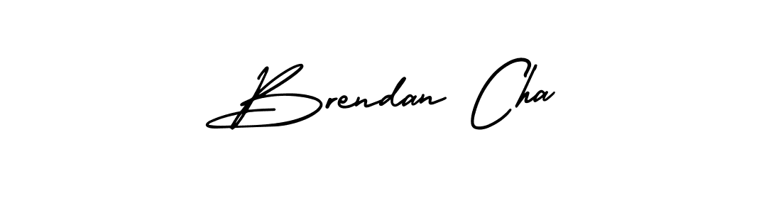 The best way (AmerikaSignatureDemo-Regular) to make a short signature is to pick only two or three words in your name. The name Brendan Cha include a total of six letters. For converting this name. Brendan Cha signature style 3 images and pictures png