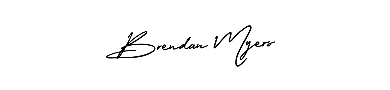 The best way (AmerikaSignatureDemo-Regular) to make a short signature is to pick only two or three words in your name. The name Brendan Myers include a total of six letters. For converting this name. Brendan Myers signature style 3 images and pictures png